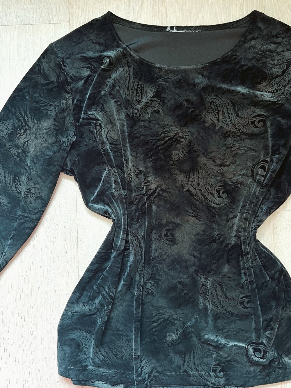 Vintage | Black Burnout Paisley Long Sleeve Top - Picture 5 of 6